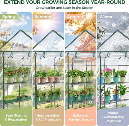 Ohuhu Plastic Greenhouse for Outdoors: Portable Walk in Plant Green House - Image 4