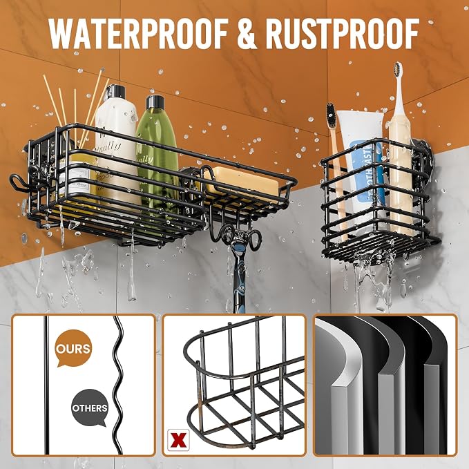 LEVERLOC Shower Caddy Suction Cup, 3 Pack Heavy Duty Bathroom Organizer - Image 4