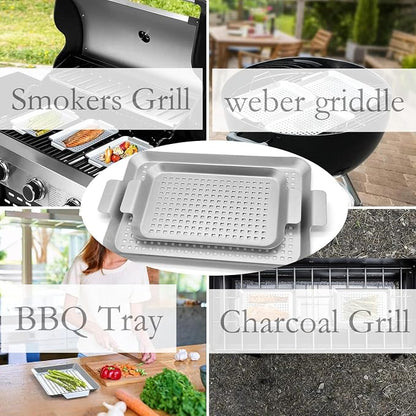 Grill Topper Non-Stick Stainless Steel BBQ Tray - Image 5