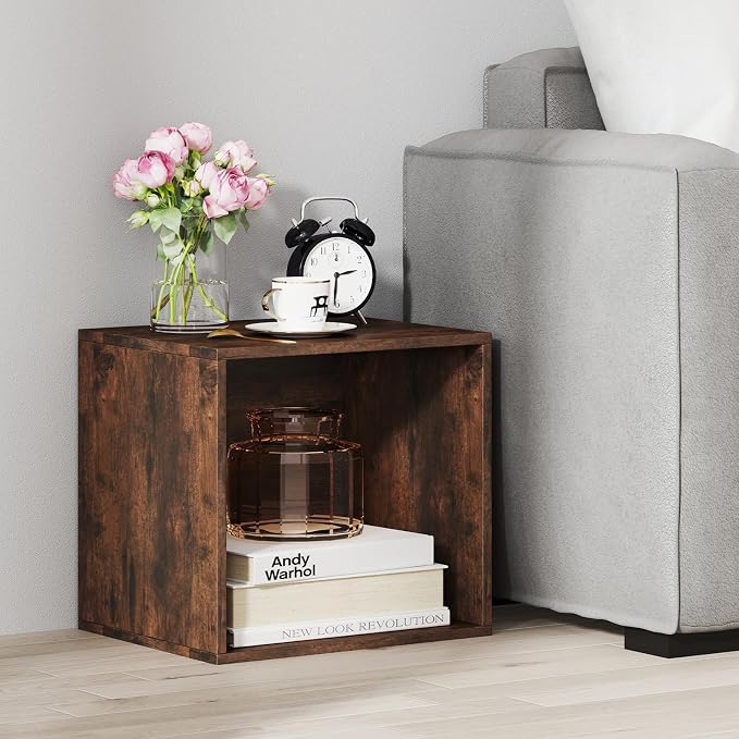 Giantex 4-Cube Bookcase, Stackable Cube Storage Organizer w/Open Bookshelf - Image 9
