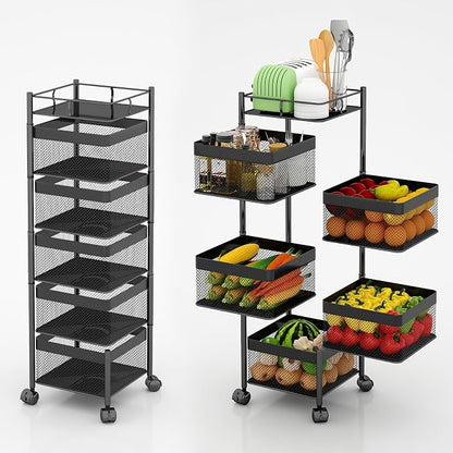 Fruit and Vegetable Basket for Kitchen No Assembly， Rotating Storage Rack by xinyourui