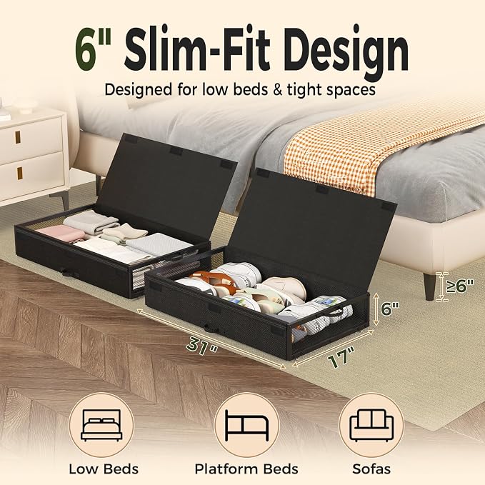 Fokyfok 2 Pack Under Bed Storage - Image 2