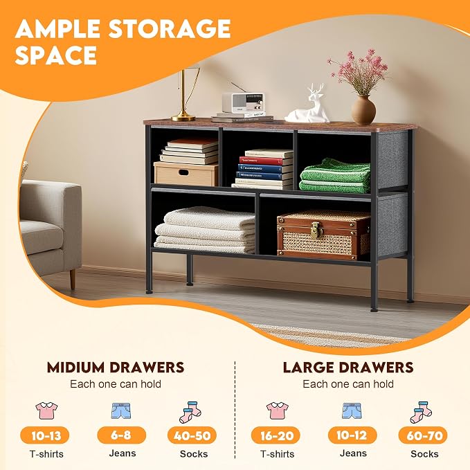 Curved Profile Dresser for Bedroom, Chest of Drawers, 5 Storage Drawers - Image 6