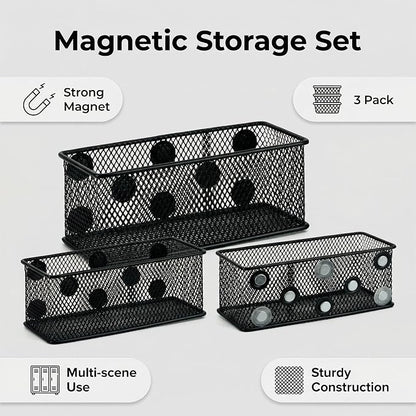 Neudeco Magnetic Locker Organizer, Wire Mesh Storage Baskets, Magnetic Pencil - Image 6
