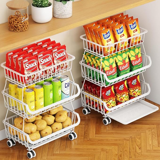 3-Tier Rolling Pantry Cart by MiyawellOfficial