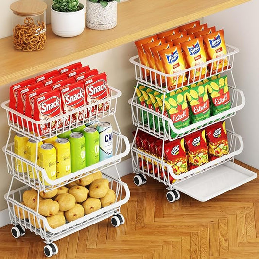 3-Tier Rolling Pantry Cart by MiyawellOfficial