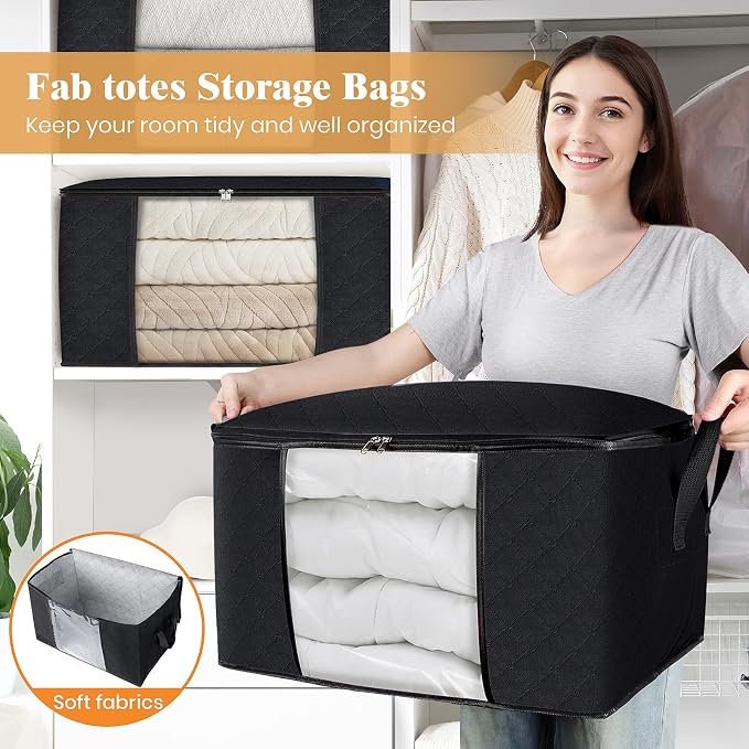 Fab totes Storage Bags, Clothes Blanket Storage Bins Foldable Closet Organizers - Image 5