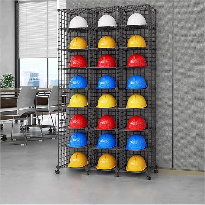 Stackable Safety Helmet Storage Boxes, Large Adjustable Hard Hat Placement by Unknown