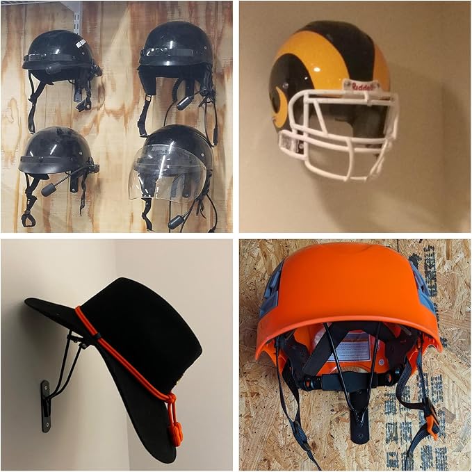 4 PCS Wall Mounted Helmet Rack Roma Helmet Holder Hook Multifunctionnal Metal - Image 7