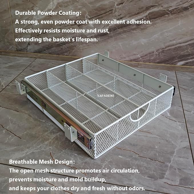 Pull Out Closet Drawer for Clothes | Sliding Wire Basket for Wardrobe Cabinets - Image 4