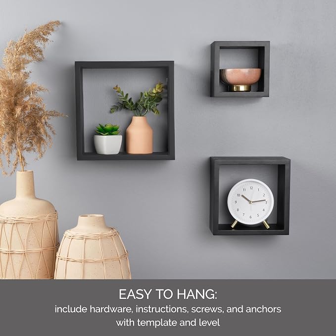 MELANNCO Floating Wall Square Cube Shelves - Image 5