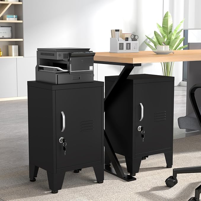 PAOFIN 24.4" H Black Metal NightStand Locker Storage Cabinet - Image 8