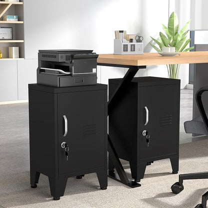 PAOFIN 24.4" H Black Metal NightStand Locker Storage Cabinet - Image 8