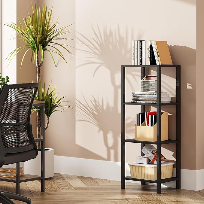 TUTOTAK Bookshelf, 4-Tier Small Narrow Book Shelf by ChoosetutotakFurnitureBuildYourCozyHome