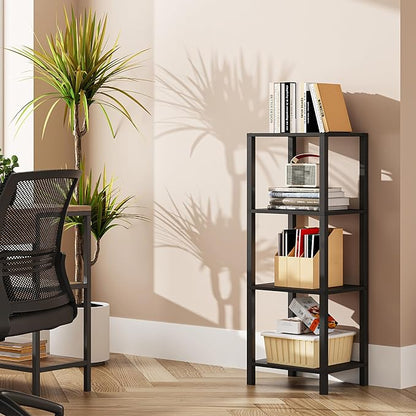 TUTOTAK Bookshelf, 4-Tier Small Narrow Book Shelf by ChoosetutotakFurnitureBuildYourCozyHome