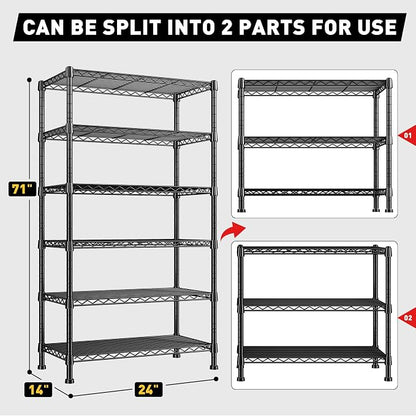 REIBII 6-Tier Storage Shelves Metal Shelving - Image 3