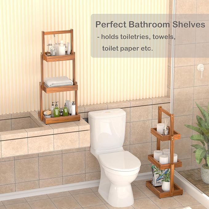 3-Tier Teak Shower Caddy, Bathroom Organizer - Image 5