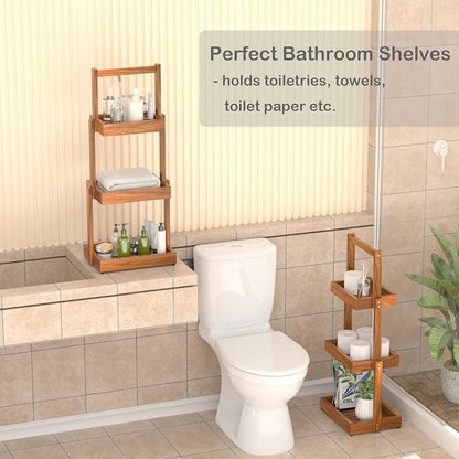 3-Tier Teak Shower Caddy, Bathroom Organizer - Image 5