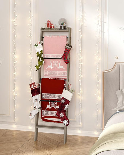 Blanket Ladder Shelf, Decorative Quilt Rack, 6-Tier Farmhouse Ladder Holder - Image 7