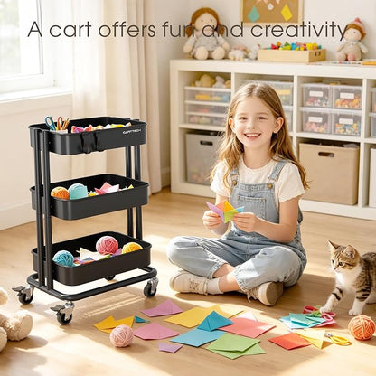 3 Tier Rolling Cart Metal Utility Cart - Image 8