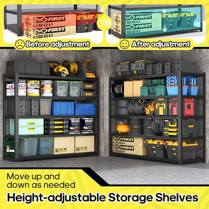 5 Tier Adjustable Metal Shelving Storage Rack, Storage Shelves, 59.8" Wx24 - Image 4