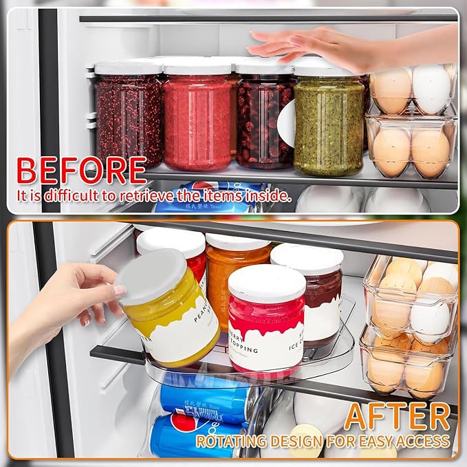 Yieach Clear Refrigerator Lazy Susan Turntable, 11.9''x10.2'', Square Fridge - Image 3