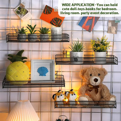 4 Pcs Black Metal Grid Wall Baskets - Image 5