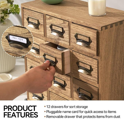 KIRIGEN Wooden Storage Cabinet, 12-Drawer Desktop Organizer, Tea Bags, Office - Image 6