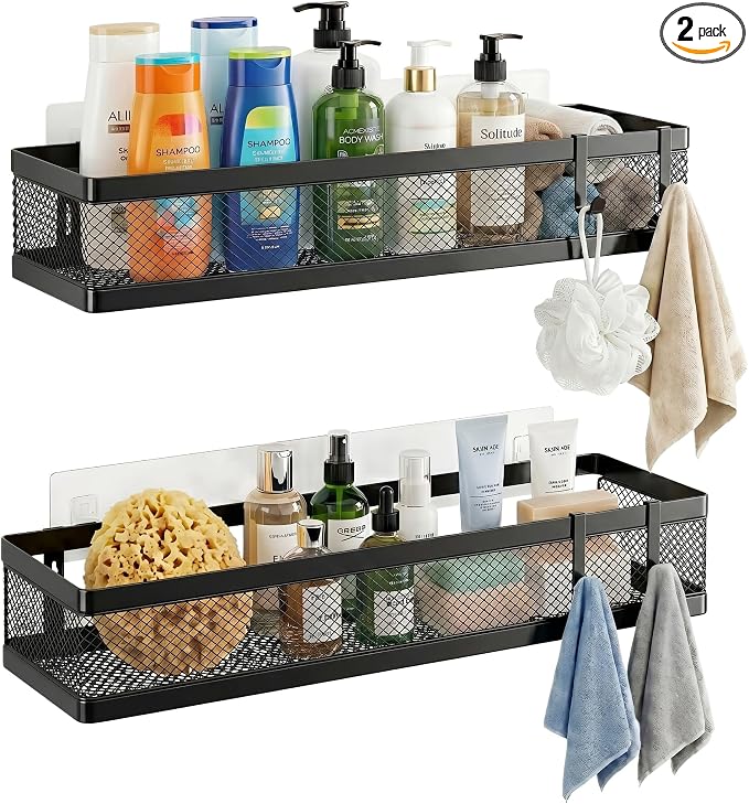 PUSDON 16.5-Inch Extra Long Slim Mesh Shower Caddy, Wall Mounted Bathroom by PUSDON