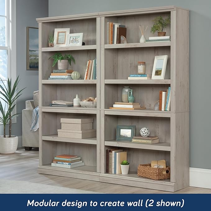 Sauder 5 Tier Book Shelf Wooden Bookcase Multipurpose Bookshelf - Image 4