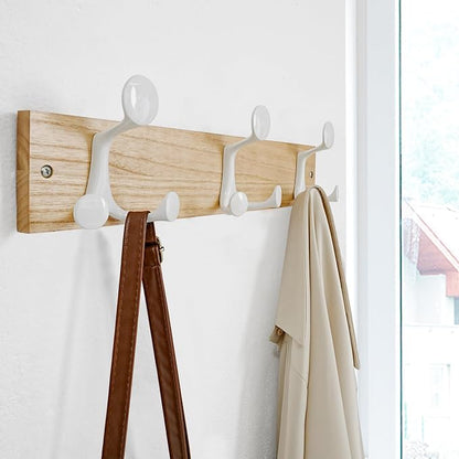 SKOLOO 17-Inch Natural Wood Coat Rack Wall Mount - Image 3