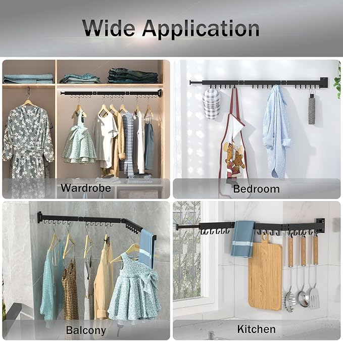 BOQORAD Drying Rack Clothing, Clothes Drying Rack Wall Mounted, Collapsible - Image 6