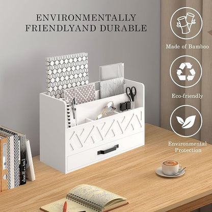 Bamboo Mail Organizer Countertop Wood Desk Organizer Drawer Tabletop Storage - Image 2