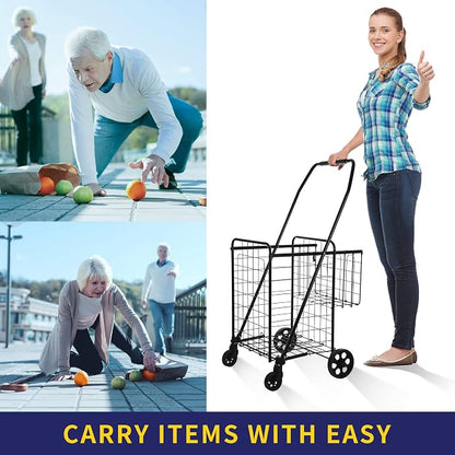 BIEAMA Folding Shopping Cart, 200 Lb Capacity Grocery Cart, Medium Size | Heavy - Image 9