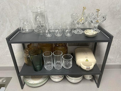 2 Tier Expandable Cabinet Shelf Organizer 14.5-25" L Kitchen Counter Shelf Rack - Image 5