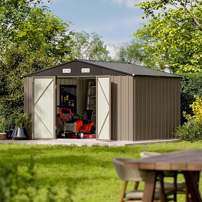 Patiowell 10 x 8 FT Outdoor Storage Shed, Large Garden Tool Metal Shed - Image 2