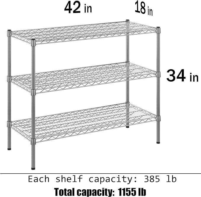18" Deep x 42" Wide x 34" Height Wire Shelving Kit | 3-Tier | NSF Commercial - Image 3
