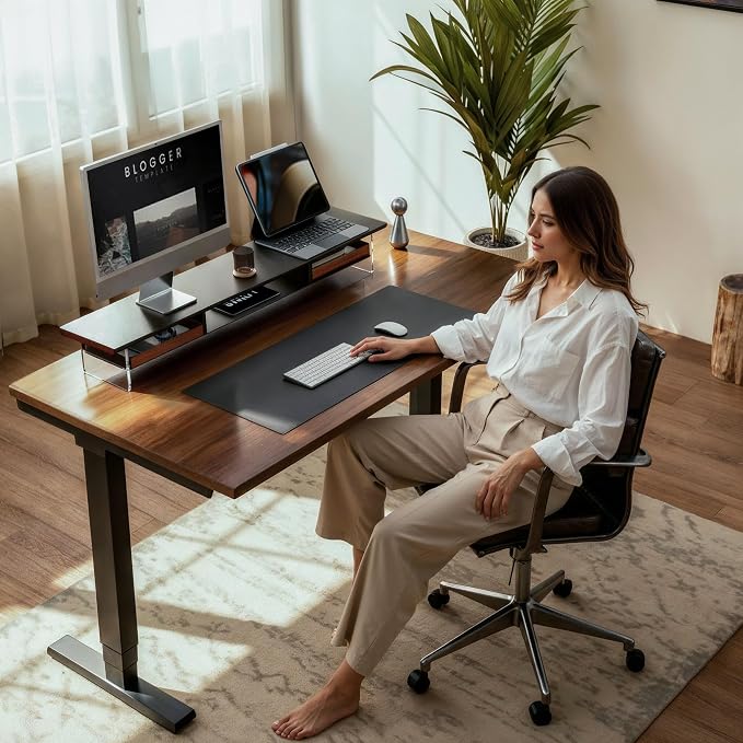 Fenge Dual Monitor Stand with Drawer, 42.5 Inch Large Monitor Riser with - Image 2