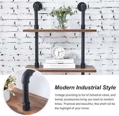 HOMBAZAAR Industrial Pipe Bookshelf, 6 Tier Pipe Shelving, Wall Mounted Ladder - Image 7