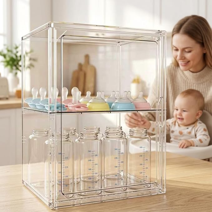 Baby Bottle Organizer, 3 Tiers Adjustable Bottle Storage Container - Image 8