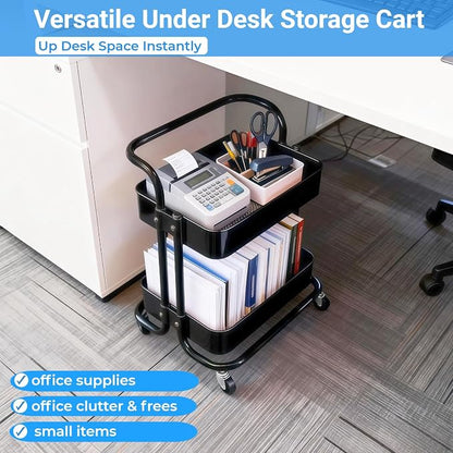 2 Tier Rolling Utility Cart - Image 3