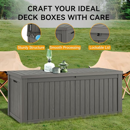 150 Gallon Outdoor Storage Box, Resin Deck Boxes Outdoor Waterproof - Image 4
