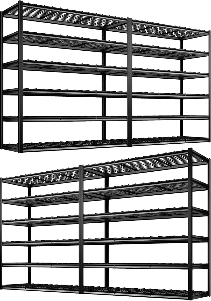 REIBII 60" W Garage Shelving, 3000LBS Storage Shelves, 6 Tier Heavy Duty by REIBII