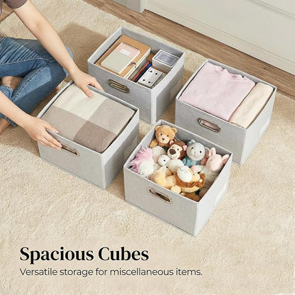 PRANDOM Storage Bins with Lids Linen Fabric Foldable Storage Boxes Organizer - Image 4