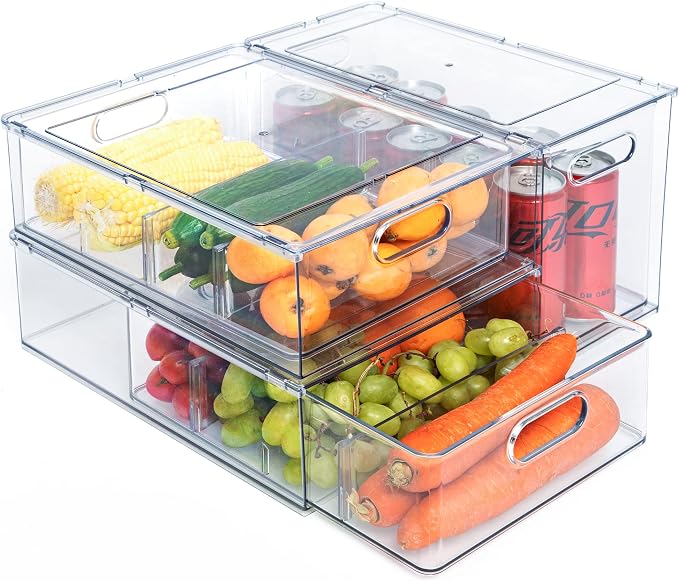 Mano 3PackFridge Drawer Pull Out Stackable Bins - Image 8