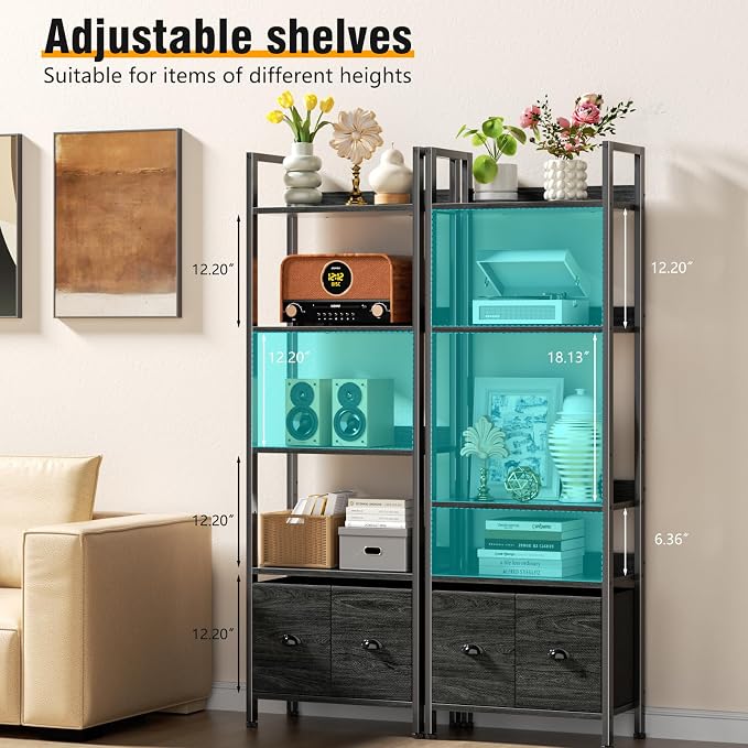 Furologee 5-Tier Bookshelf, Tall Bookcase - Image 4