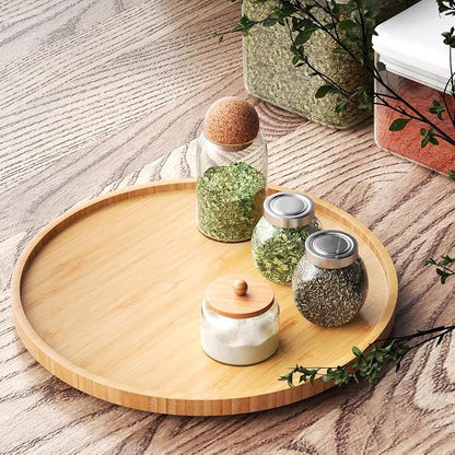 Lazy Susan Organizer for Kitchen, Bamboo Turntable for Cabinet, Large（Natural） - Image 2