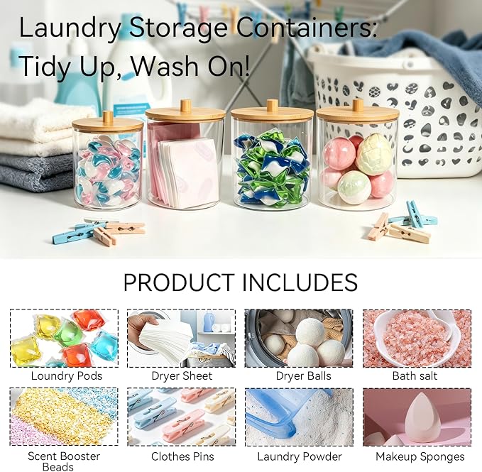 Amolliar Laundry Pods Storage Container, 2 Pack Large Detergent Container - Image 5