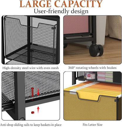 Sbanmao Rolling File Cart with 3 Drawers, File Cabinet with DIY Divider - Image 8