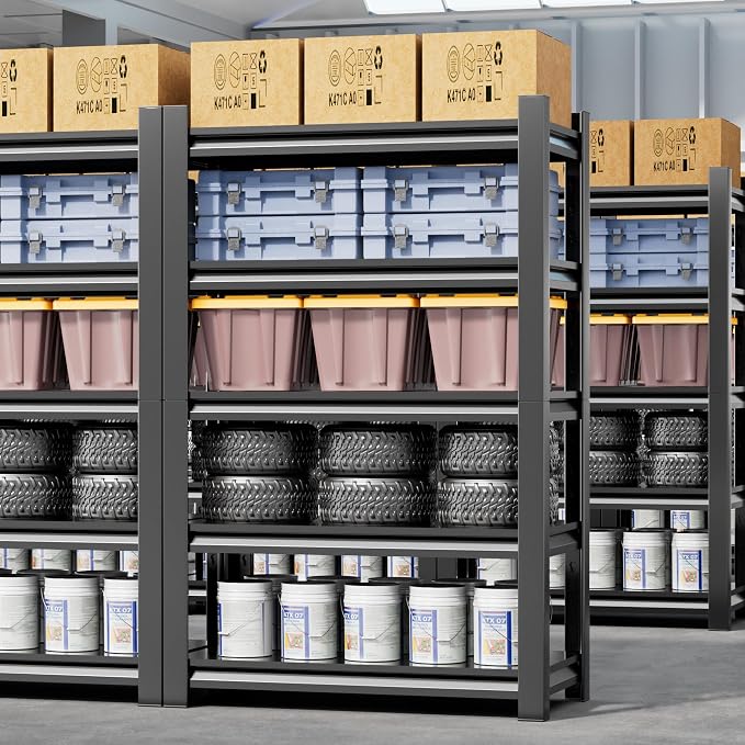 2 Sets Metal Garage Shelving Unit, 3000 lbs Industrial Shelves - Image 8